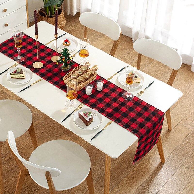 Buffalo Plaid Table Runner and Napkin Placemats Event Party Supplies Fabric Decor for Holiday Wedding Birthday Christmas Cloth - Provence Home Living Store