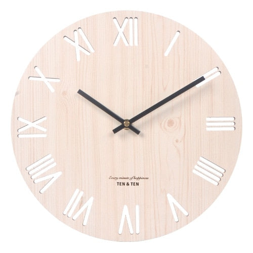 Wooden 3D Wall Clock Modern Design Nordic Brief Living Room Decoration Kitchen Clock Art Hollow Wall Watch Home Decor 12 inch - Provence Home Living Store