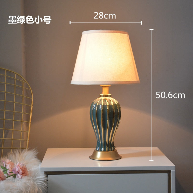 Light Luxury Post Modern American Style Ceramic Table Lamp for Bedroom Bedside Lamp European Style Living Room Lamps - Provence Home Living Store