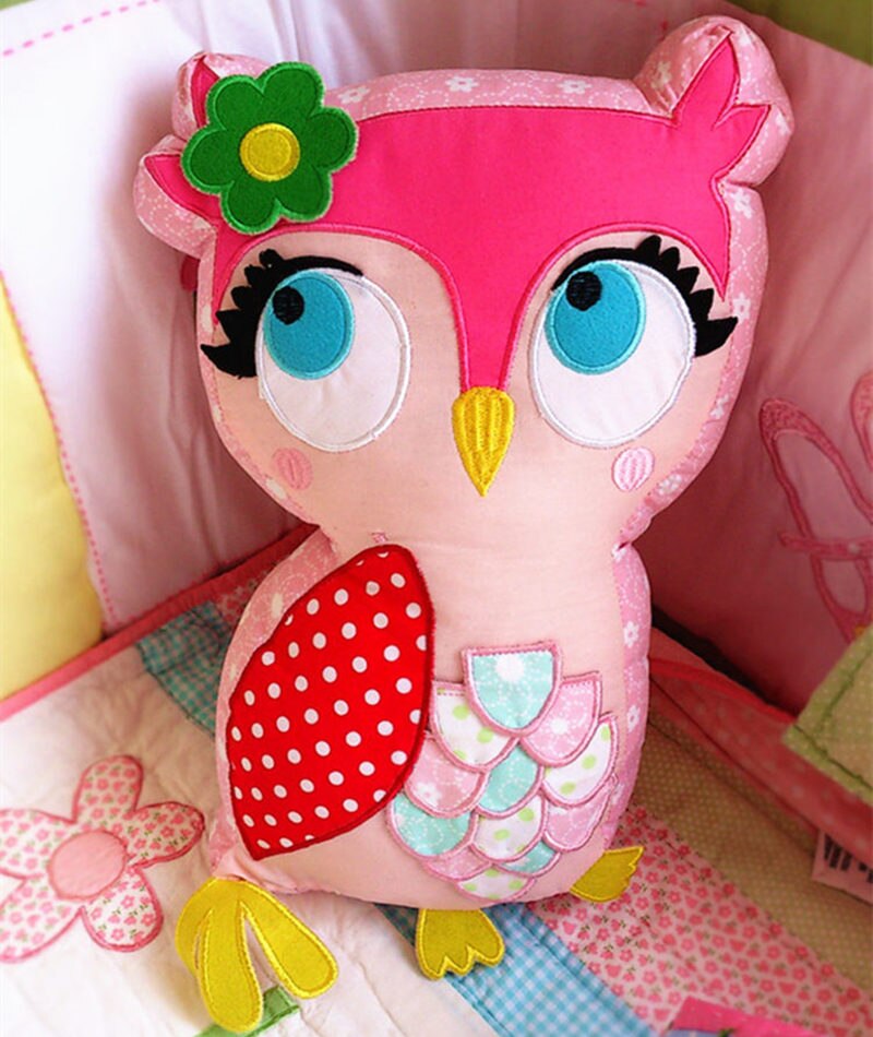 New cotton children pillow bedroom girls toy house furnishings bed cushion car cushion Cotton Pink owl stereo cute birthday gift - Provence Home Living Store