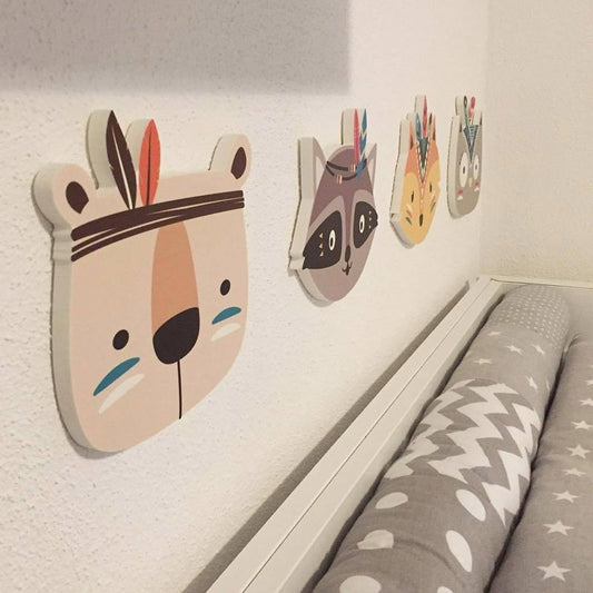 Nordic Wooden Fox Wall Sticker Wood Plastic Anima Fox Bear Squirrel Cactus Kids Room Nursery Decor Home Decoration Accessories - Provence Home Living Store