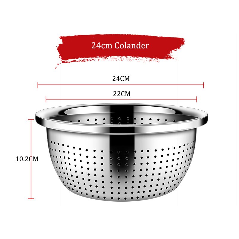 Stainless Steel Kitchen Strainer High Vegetable Fruit Washing Colander Micro Perforated Strainer Strong Base with High Quality - Provence Home Living Store