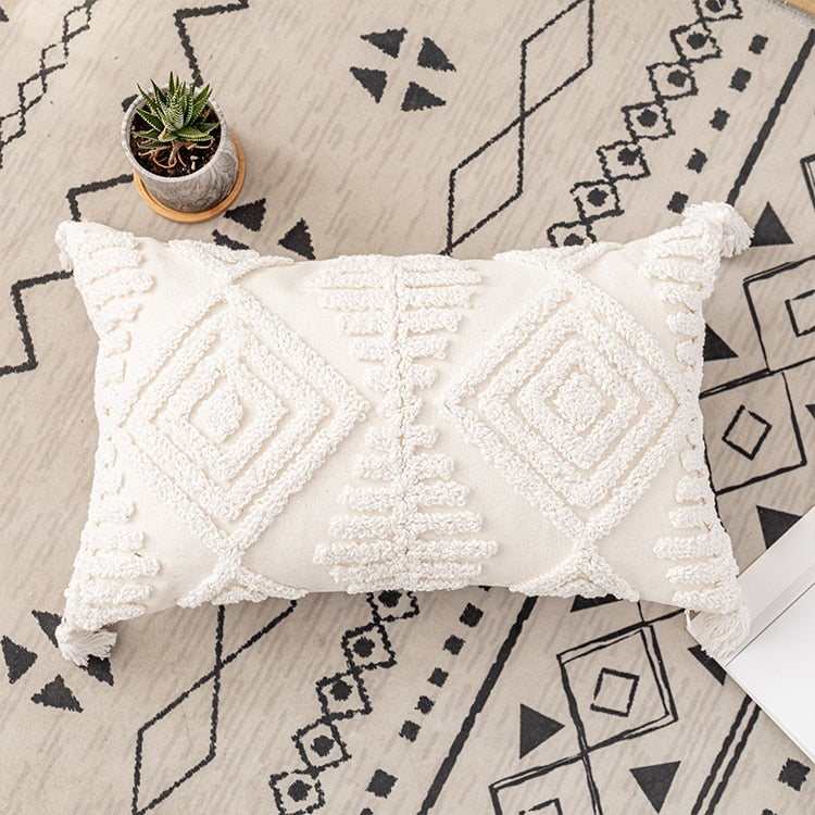 Cushion Cover 45x45cm/30x50cm Cotton pillow cover Ivory Loop Tufted for Home decoration Netural Living Room Bedroom - Provence Home Living Store