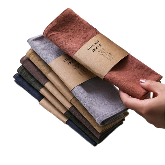 12 Pcs/Lot Custom Made Wedding Durable Thickened Cloth Napkins,Reusable Ramie Cotton Placemats,Kitchen Dining Restaurant Use - Provence Home Living Store