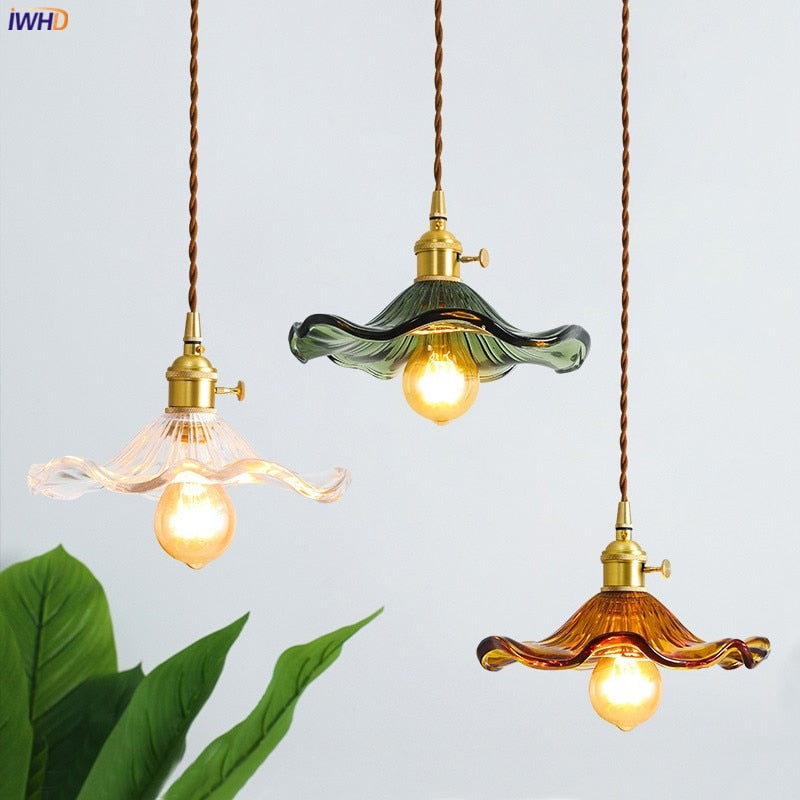 IWHD Nordic Style Simple LED Pendant Light Fixtures Bedroom Living Room Bar Colorful Glass Copper Hanging Lamp Lights Edison - Provence Home Living Store