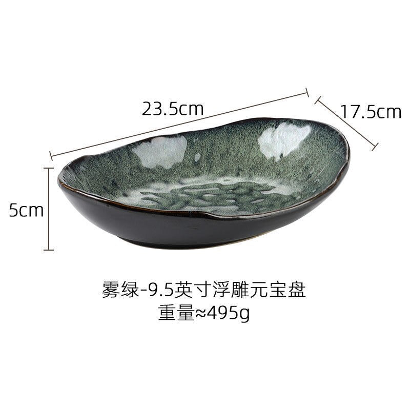 Japanese-style plate household fruit salad plate pasta plate oval ceramic dinner plate dinner plates - Provence Home Living Store