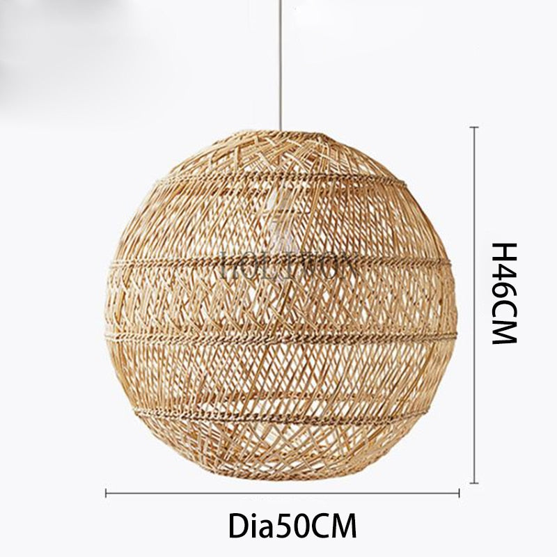 Natural Rattan Lamp Pendant light New Chinese Style Hand-woven Pendant Light for Living Room Hanging Luminaire Dining Room light - Provence Home Living Store