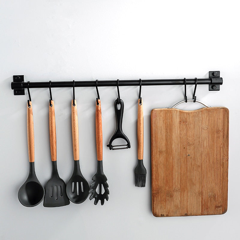 Storage Shelf Hanging Hooks Multifunction Hanger Kitchen Rail Rack with Removable Hooks Wall Mounted Storage Hooks - Provence Home Living Store