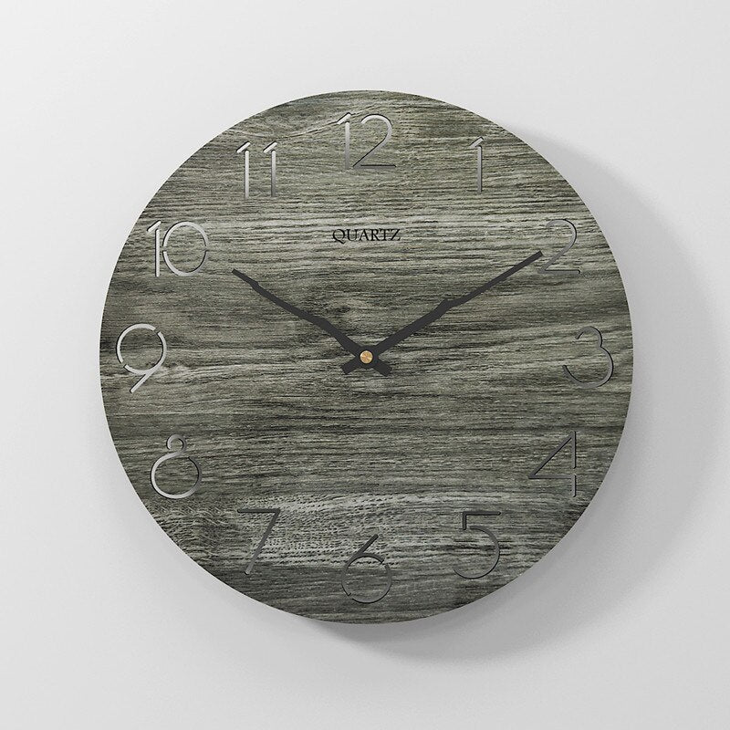 Nordic Wooden Wall Clock 12 Inch Wooden Silent Mechanism Quiet Clockwork Wall Clocks For Indoor/Outdoor Home Decor Living Room - Provence Home Living Store