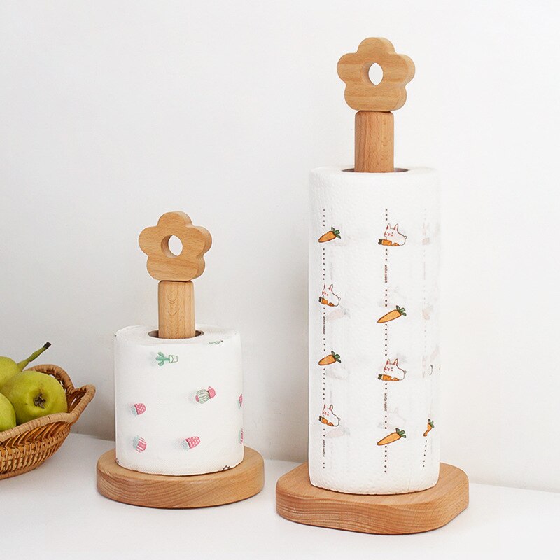 Wooden Paper Roll Holder Kitchen Tissue Stand Dining Room Organizer Bathroom Toilet Paper Holder Home Towel Storage Rack - Provence Home Living Store