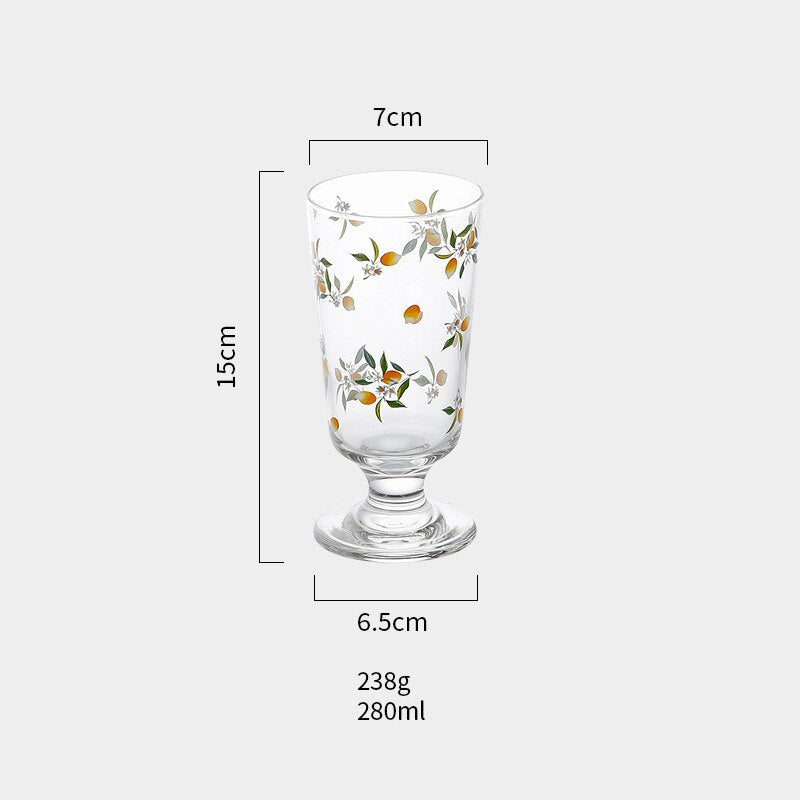 Clear Bar Drinking Goblet Korean Phnom Penh Cute Printed Glass Cup French Romantic Shorty Ice Cream Cup Dessert Mojito Wine Cup - Provence Home Living Store