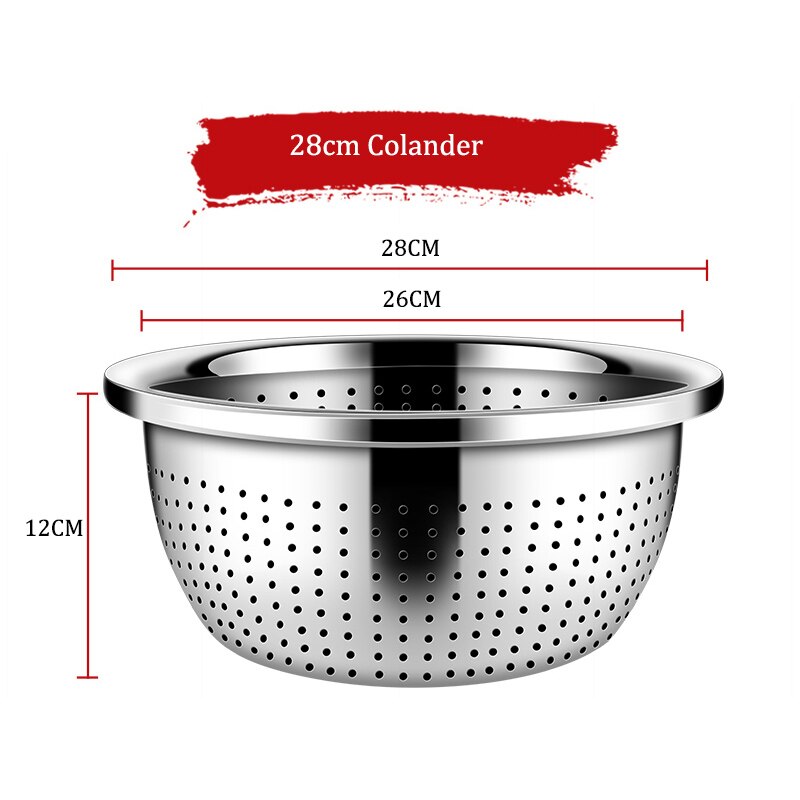 Stainless Steel Kitchen Strainer High Vegetable Fruit Washing Colander Micro Perforated Strainer Strong Base with High Quality - Provence Home Living Store