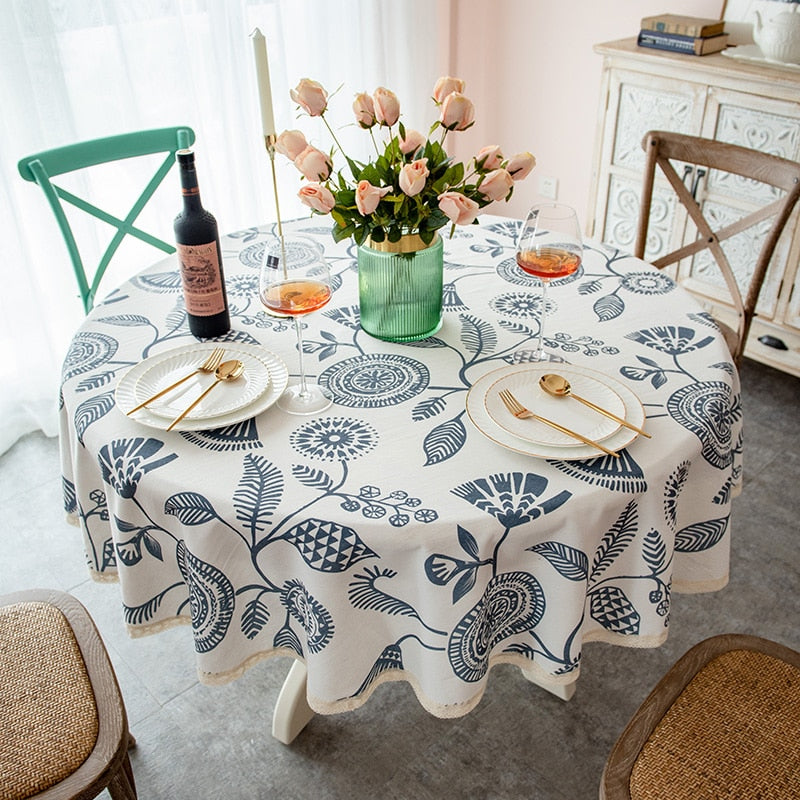 Garden Print Round table cloth Lace party tablecloth American Country style tablecloth dinning table cover elegant table cloths - Provence Home Living Store