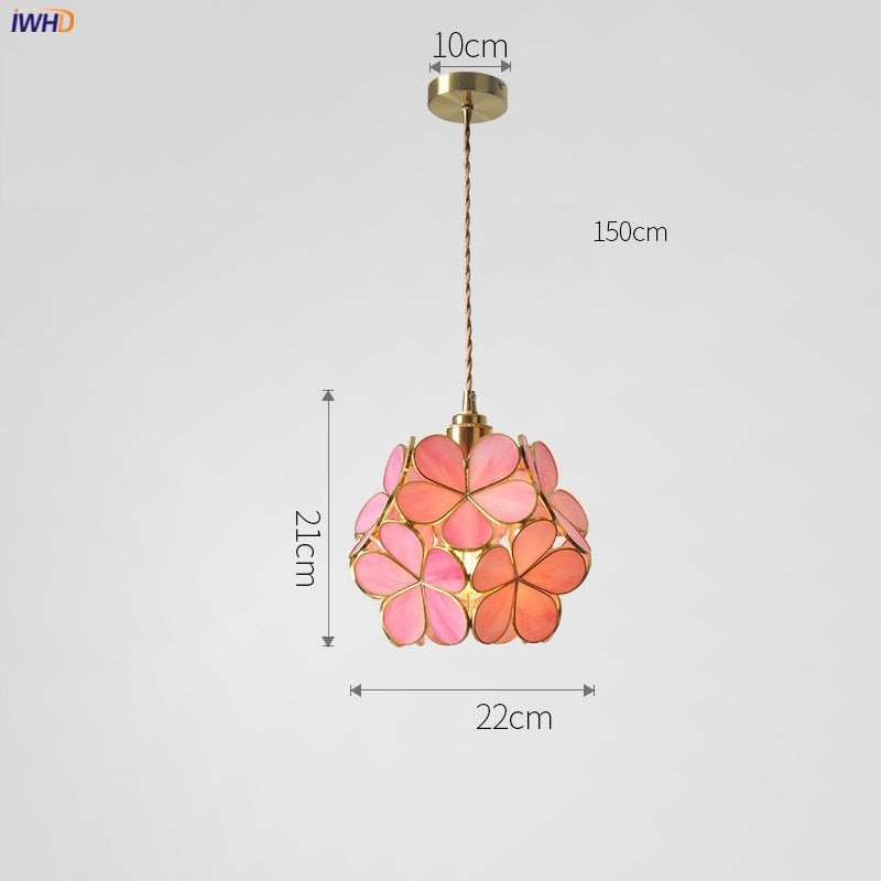 IWHD Nordic Flower Copper Pendant Lighting Fixtures Bedroom Dinning Living Room Glass LED Pendant Light Fixtures Luminaria - Provence Home Living Store