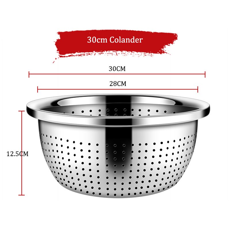 Stainless Steel Kitchen Strainer High Vegetable Fruit Washing Colander Micro Perforated Strainer Strong Base with High Quality - Provence Home Living Store