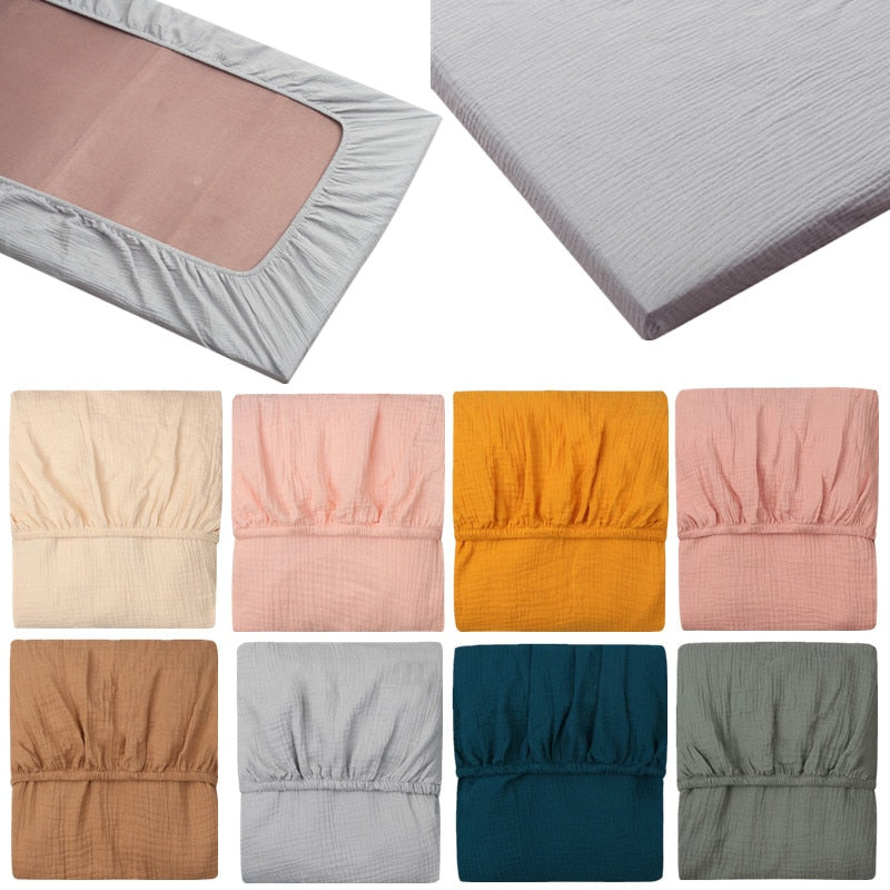 Cotton Crib Sheet Universal Baby Bed Fitted Sheet Solid Color Crib Fitted Sheet Mattress Cover Bedding Protector For Boys &amp; Girl - Provence Home Living Store