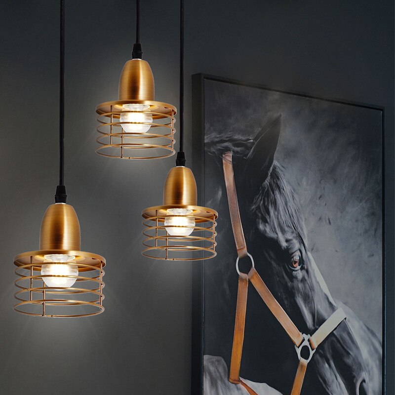 Industrial Retro Style Pendant Lights Gold Circle Pendants Lamp Kitchen Island Lighting Fixture Vintage Dining Room Drop Light - Provence Home Living Store