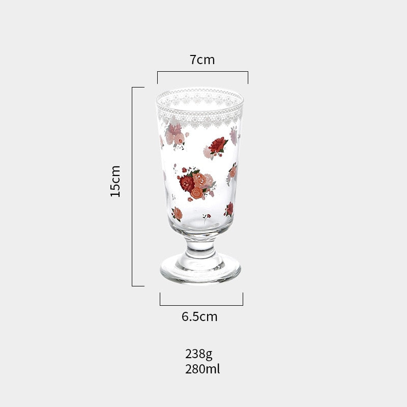 Clear Bar Drinking Goblet Korean Phnom Penh Cute Printed Glass Cup French Romantic Shorty Ice Cream Cup Dessert Mojito Wine Cup - Provence Home Living Store