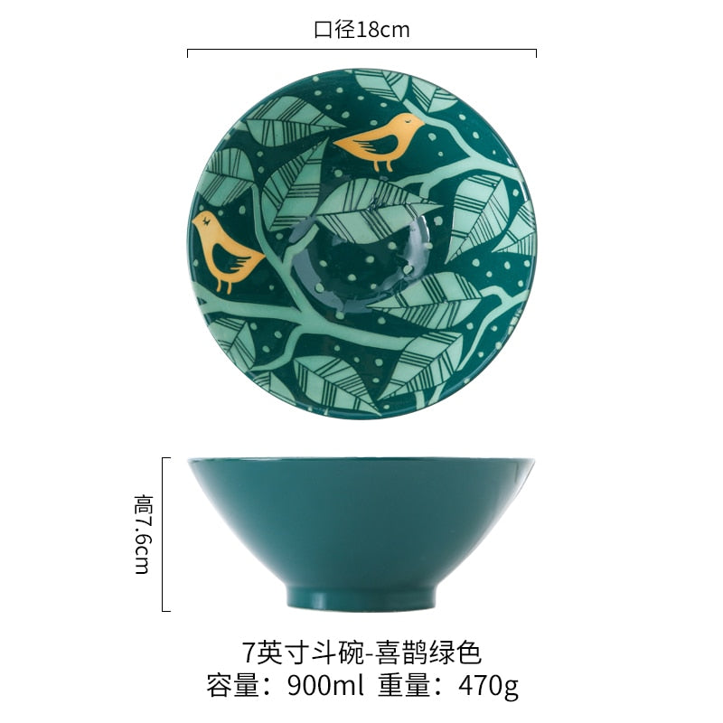 Japanese Ramen Bowl Household Soup Bowl Salad Bowl Ceramic Tableware Instant Noodle Bowl Ceramic Tableware - Provence Home Living Store