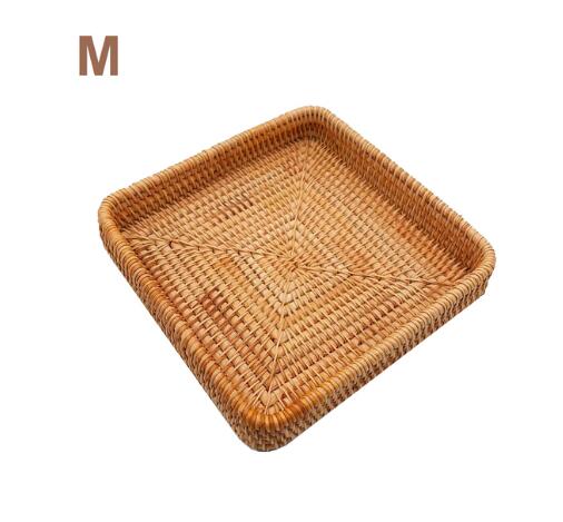 Rattan household desktop tea tray fruit bread basket portable fruit bowl hotel tray towel basket storage special  WF - Provence Home Living Store