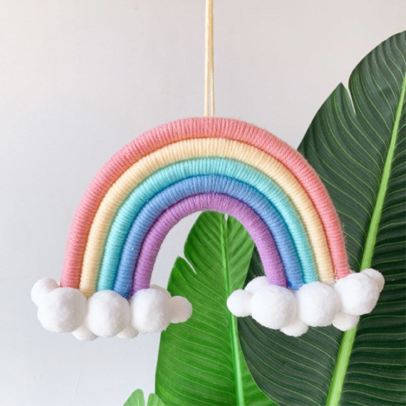 INS Nordic Hand Woven Cloud Rainbow Pendant For Kids Room Decorations Baby Bed Tent Hanging Ornaments Nursery Decor Photo Props - Provence Home Living Store