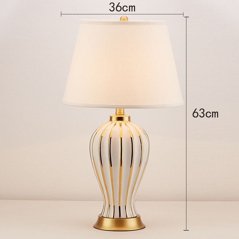 Light Luxury Post Modern American Style Ceramic Table Lamp for Bedroom Bedside Lamp European Style Living Room Lamps - Provence Home Living Store