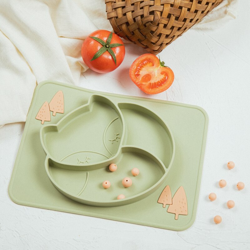 Baby Silicone Dinner Plate Children Bowl Cartoon Fox Silicone Children  Plate Food Grade Silicone Dinner Plate Baby Feeding - Provence Home Living Store