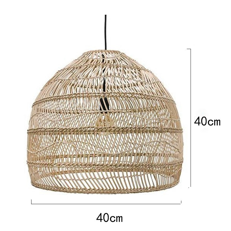 Natural Rattan Lamp Pendant light New Chinese Style Hand-woven Pendant Light for Living Room Hanging Luminaire Dining Room light - Provence Home Living Store