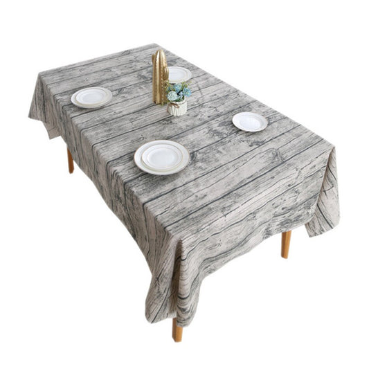 Wood Grain Linen Cotton Retro Tablecloth,Rectangular Dustproof Table Cover,for Home Kitchen Dinning Room Restaurant Ornament - Provence Home Living Store