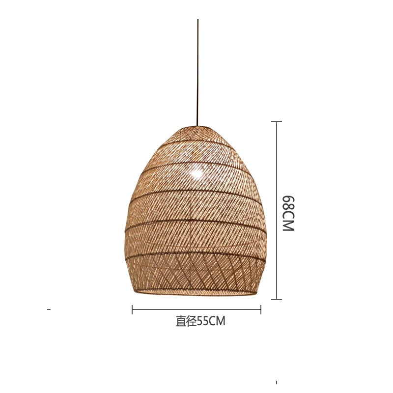 Natural Rattan Lamp Pendant light New Chinese Style Hand-woven Pendant Light for Living Room Hanging Luminaire Dining Room light - Provence Home Living Store