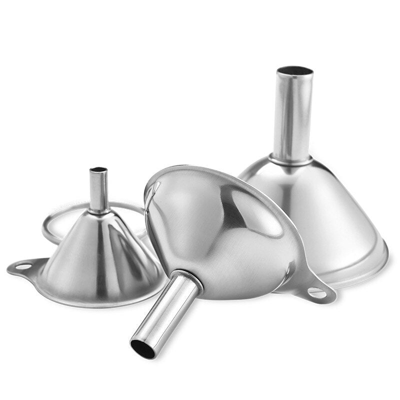 Kitchen Oil Funnel Stainless Steel Oil Filter Multipurpose Funnel for Drinking Liquor Flask 3Pcs-Pack Kitchen Stainer Funnel Set - Provence Home Living Store