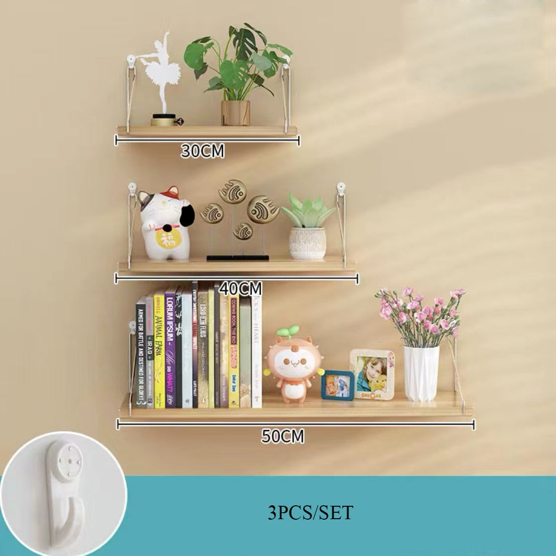 3PCS Wooden Wall Hanging Shelves Living Room Decor Display Stand Flower Pot Bookcase Holder Rack Bathroom Kitchen Storage Shelf - Provence Home Living Store