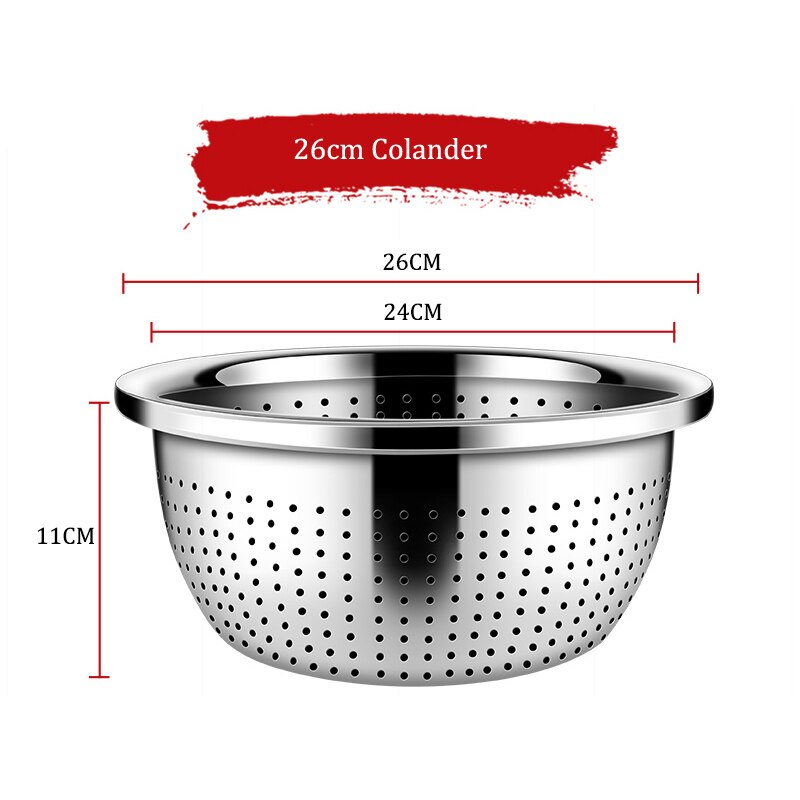 Stainless Steel Kitchen Strainer High Vegetable Fruit Washing Colander Micro Perforated Strainer Strong Base with High Quality - Provence Home Living Store