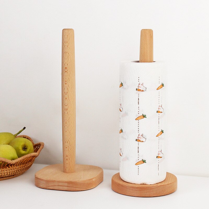 Wooden Kitchen Paper Roll Holder Dining Table Vertical Napkins Rack Bathroom Toilet Paper Holder Kitchen Storage Shelf - Provence Home Living Store