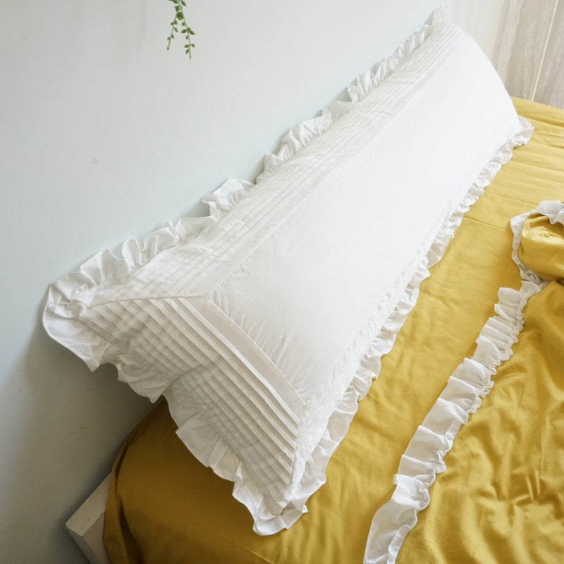 Super elegant long pillowcase 100% cotton designer pillow case bedding body pillow case handmade ruffle princess pillowcases - Provence Home Living Store