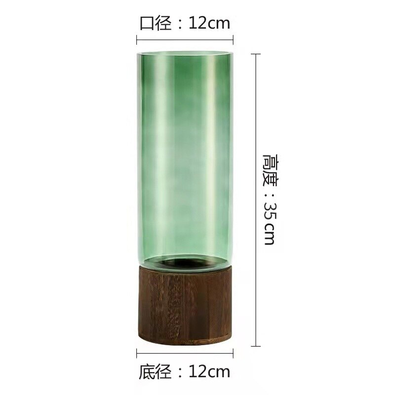 Glass Flower Vase Wooden Support European Creative Transparent Hydroponic Vase Art Living Room Home Office Wedding Decoration - Provence Home Living Store