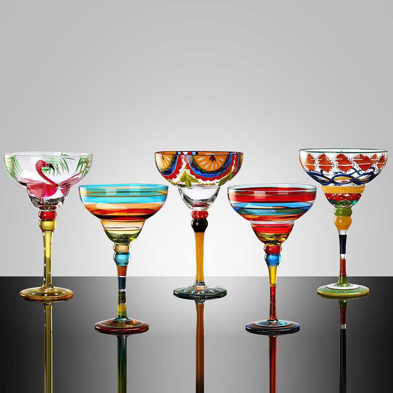 270ml Creative Margarita Wine Glasses Handmade Colorful Cocktail Glass Goblet Cup Lead-free Home Bar Wedding Party Drinkware - Provence Home Living Store