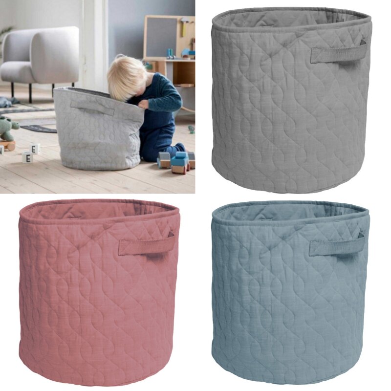 Foldable Cotton Linen Baby Diaper Storage Bag Kids Toys Storage Basket with Handle Home Laundry Dirty Clothes Bucket Organizer - Provence Home Living Store