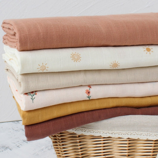 Pure Cotton Newborn Muslin Swaddle Blanket  Flower Print Baby Blanket Double Layers Super Soft Kids Swaddle Wrap Quilt Bedding - Provence Home Living Store