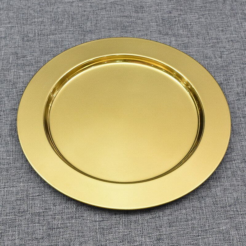 1Pcs Plate 304 Stainless Steel Pasta Steak Western Plate Home Breakfast Dessert Cake Fruit Flat - Provence Home Living Store