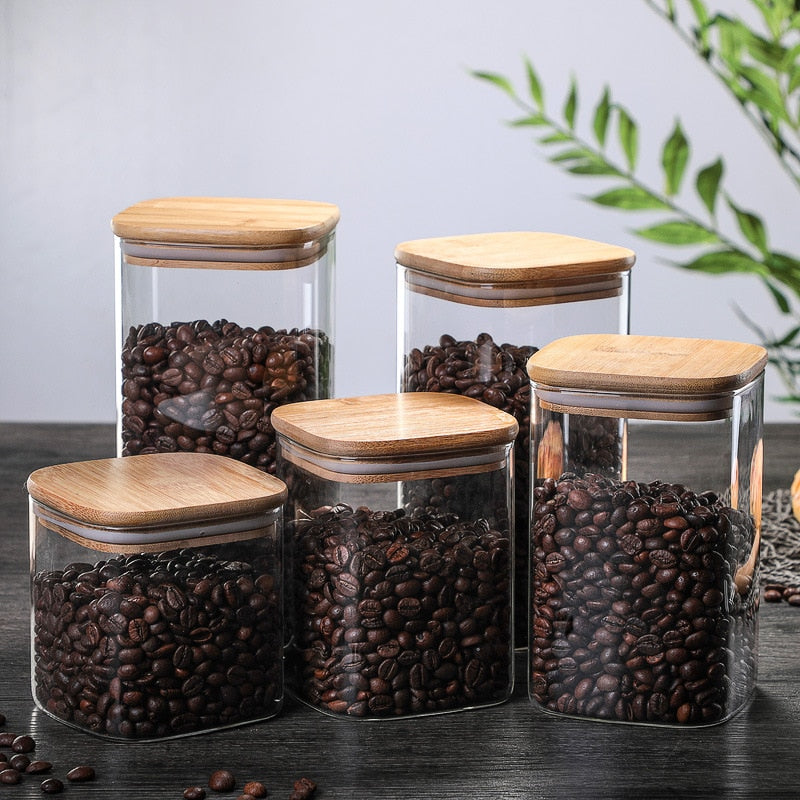 600-1400Ml Square Guardian Love Sealed Storage Jar Seasoning Storage Tank Milk Powder Candy Coffee Bean Storage Bottle Tool - Provence Home Living Store