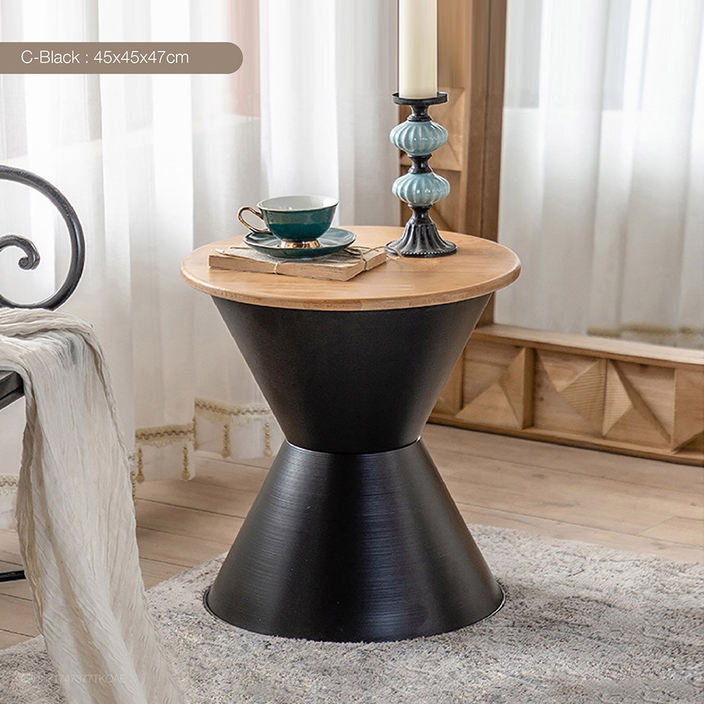 Nordic vintage coffee table side table iron art removable round creative sofa side table living room balcony coffee table - Provence Home Living Store