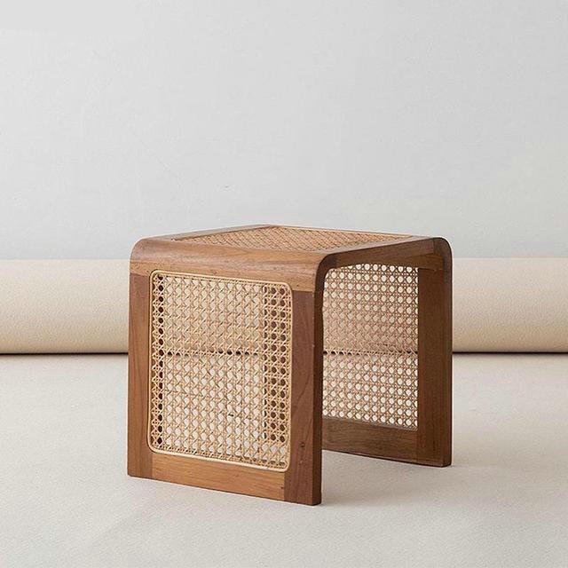 Rattan Small Square Table Solid Wood Coffee Table Ash Wood Minimalist Table Japanese Side Table 2023 New - Provence Home Living Store