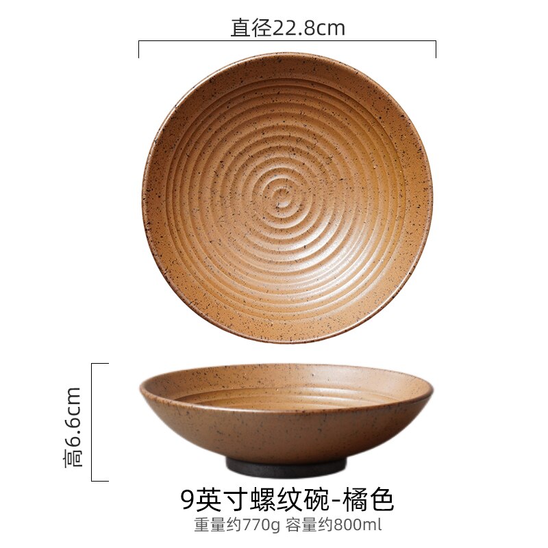 Retro old ceramic large ramen bowl household rice bowl restaurant salad bowl creative large soup bowl Japanese tableware - Provence Home Living Store