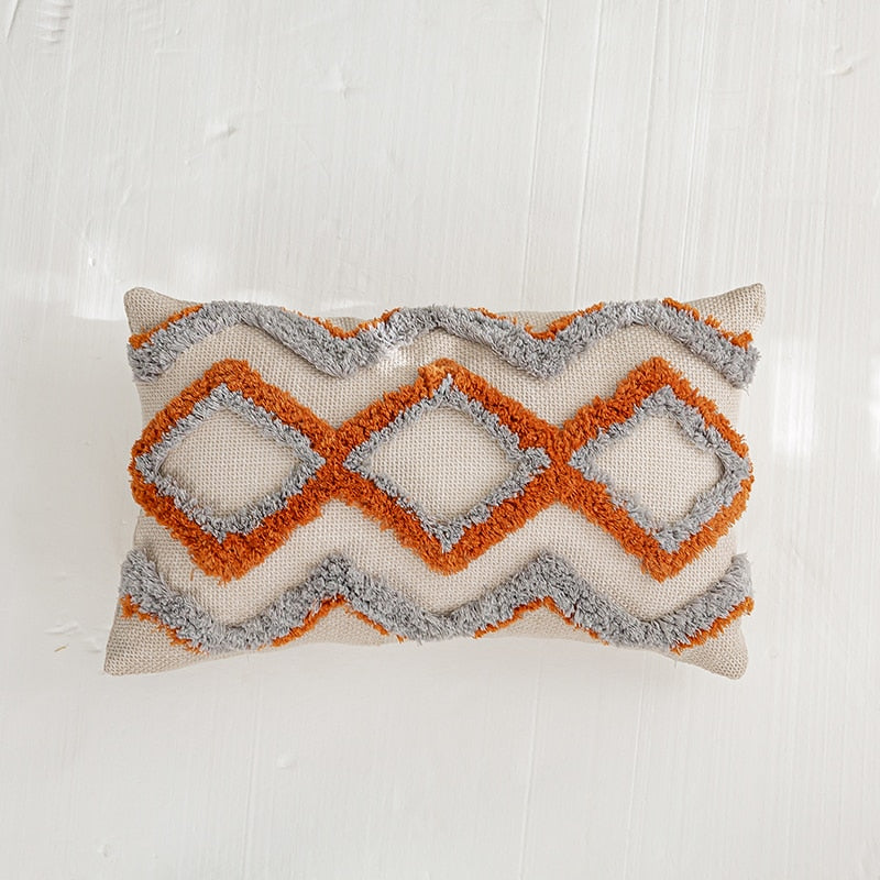 Home Cushion Cover Handmade Tufted Orange Grey Geometric Pillow Cover 45x45cm 30x50cm Home Living Room Bedroom Sofa Couch - Provence Home Living Store