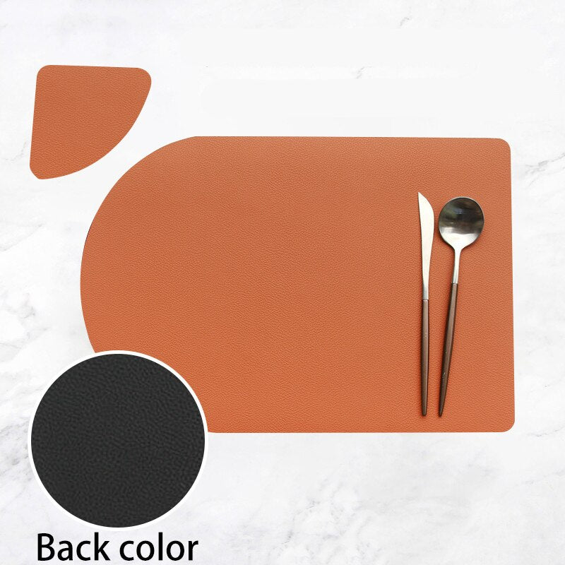 2/4/6PCS Dual Side 2 Color Tableware Pad Placemat PU Leather Table Mat Heat Insulation Non-Slip Bowl Coaster Kitchen - Provence Home Living Store