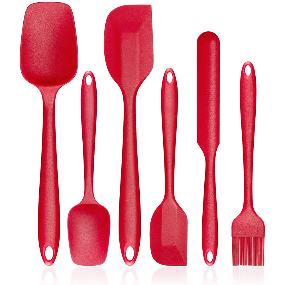 6pcs Silicone Spatula Set Non-Stick Heat-Resistant Scraper Spatulas Turner for Kitchen Cooking Baking Mixing Baking Tools - Provence Home Living Store