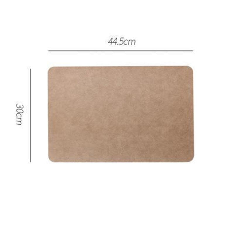 Light Luxury Solid Leather Placemat Coffee Brown PU Table Mat Waterproof Oilproof Heat-Insulated Plate Bowl Pad Table Decor - Provence Home Living Store