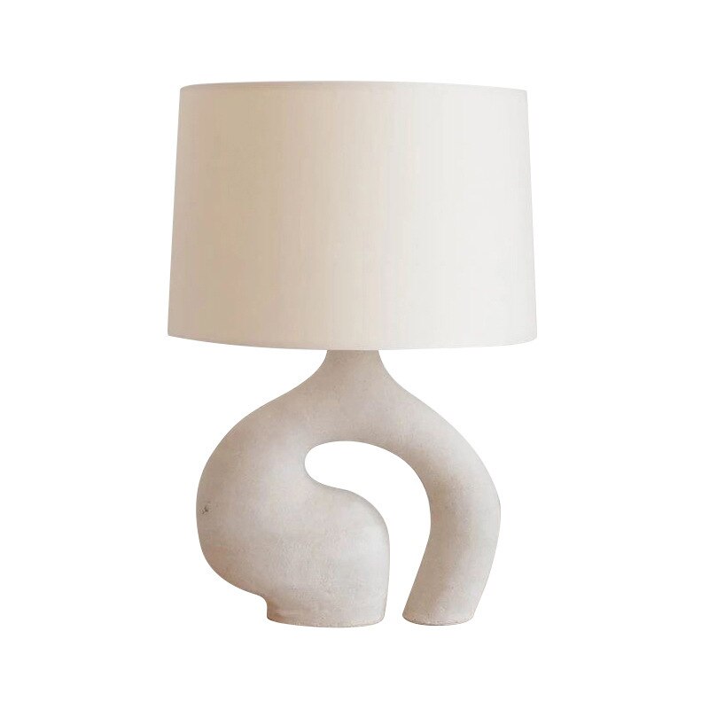 Modern Simple White Resin Art Table Lamp Living Room Bedroom LED Lighting Cloth Cover Creative E27 Indoor Decor Desk Lamp - Provence Home Living Store