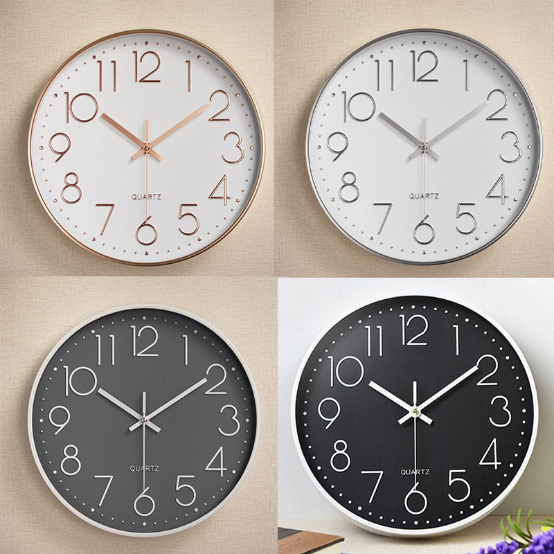 12/8 Inch Non-Ticking Wall Clock Silent Round Wall Clock Modern Decor Clock for Home/Office/School/Kitchen/Bedroom/Living Room - Provence Home Living Store